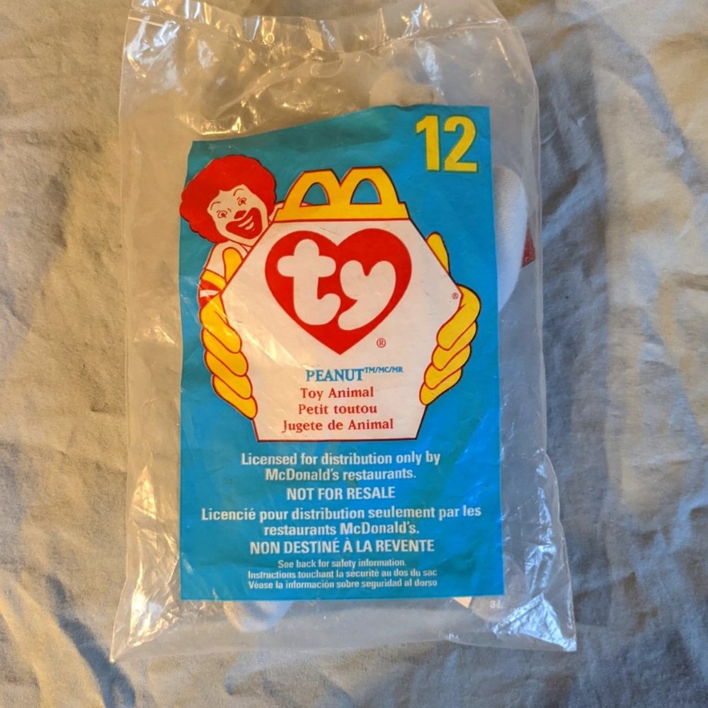 1998 Vintage Elephant Peanut Teenie Beanie baby McDonalds happy meal #12